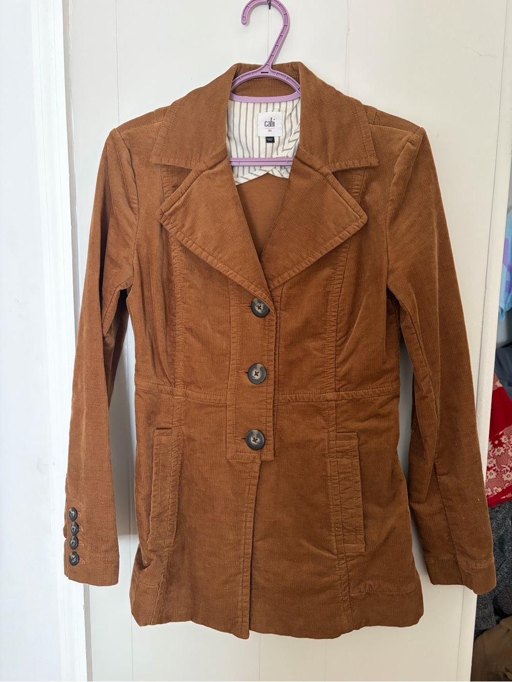 CAbi Rust Brown Corduroy Button-Front Blazer